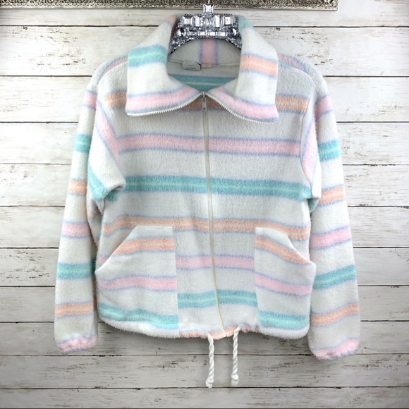 Vintage Tops - Vintage 80’s Pastel Zip Up Fleece Topson Downs